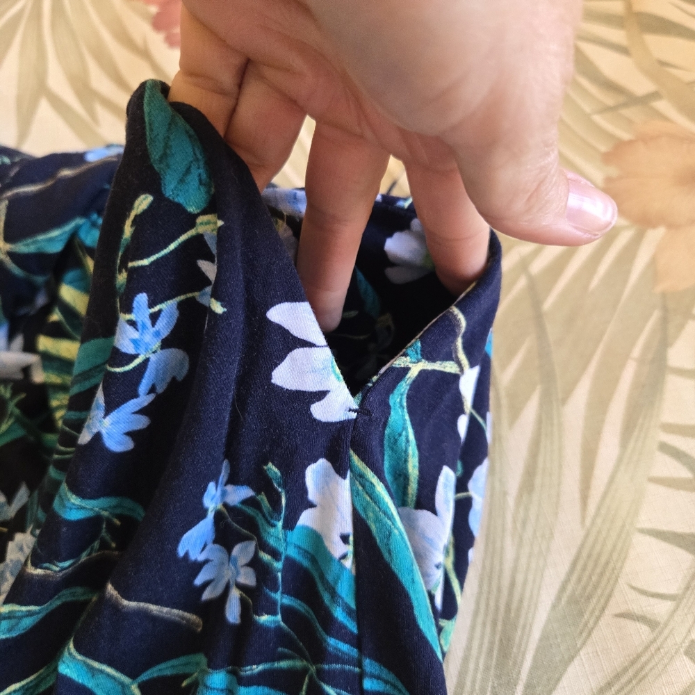 3/$25 Old Navy Stretch Sun Dress Mini Floral Strappy Navy Blue Green XXL - Picture 6 of 13